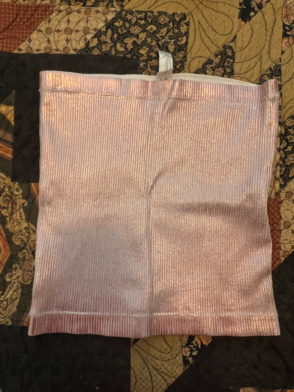 Free People Shimmery Light Pink Ribbed Tube Top